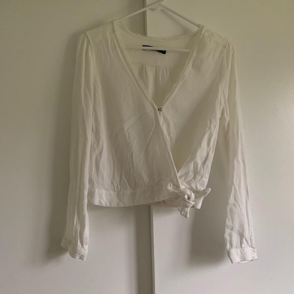 White A&F V-Neck Blouse Top